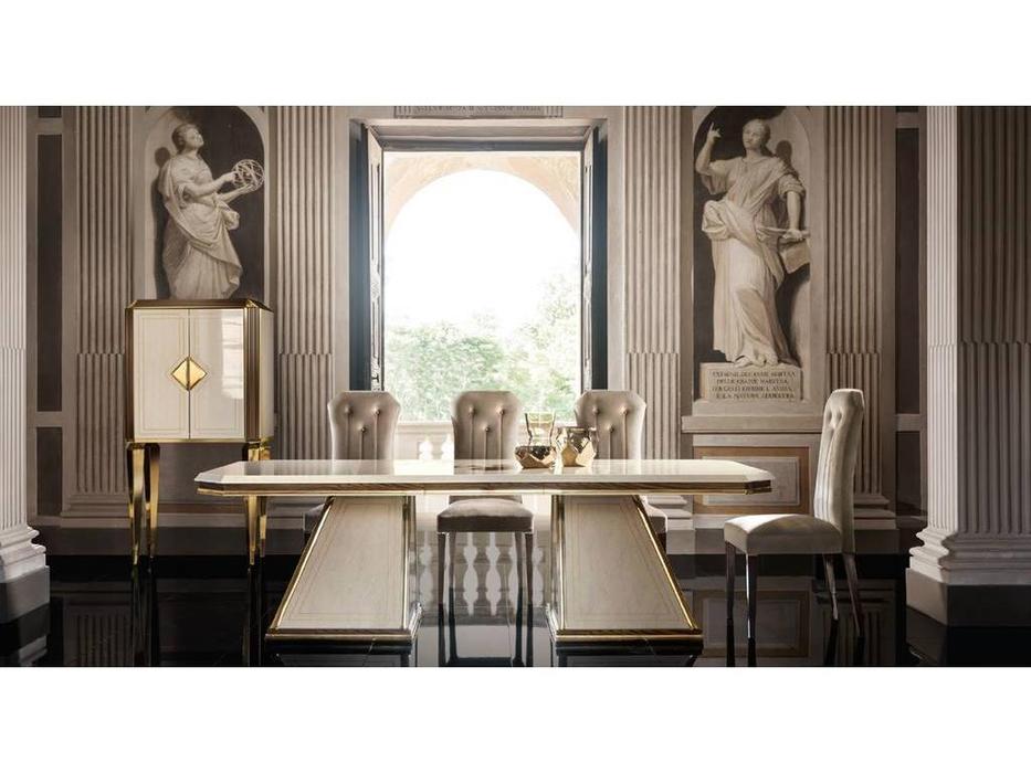 Arredo Classic: Diamante: стол обеденный 250см раскладной (слоновая кость, вяз, золото)