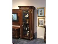 Arredo Classic: Modigliani: витрина 1 дверная полки стекло, задняя стенка ткань (орех)