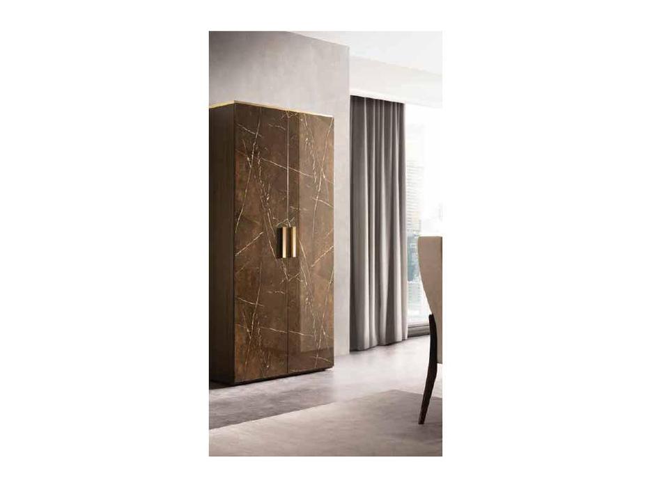 Arredo Classic: Essenza: шкаф узкий (венге, коричневый, золото)
