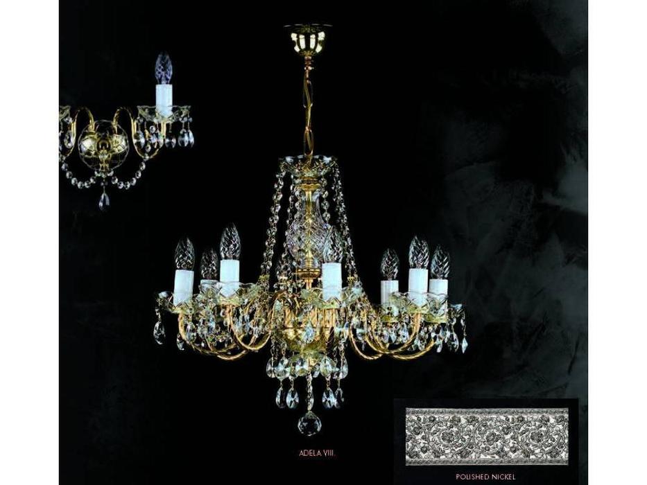 Artglass: люстра ADELA VIII (шлифованный никель) 8x40w
