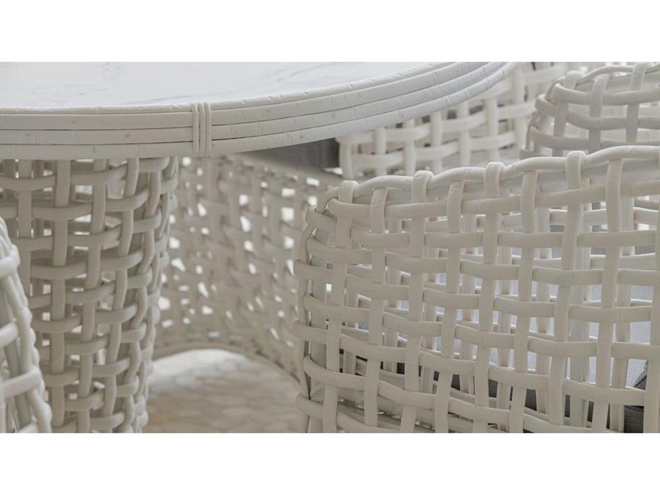 Skylinedesign: Dynasty: стол обеденный овальный со стеклом 200  (WHITE MUSHROOM)