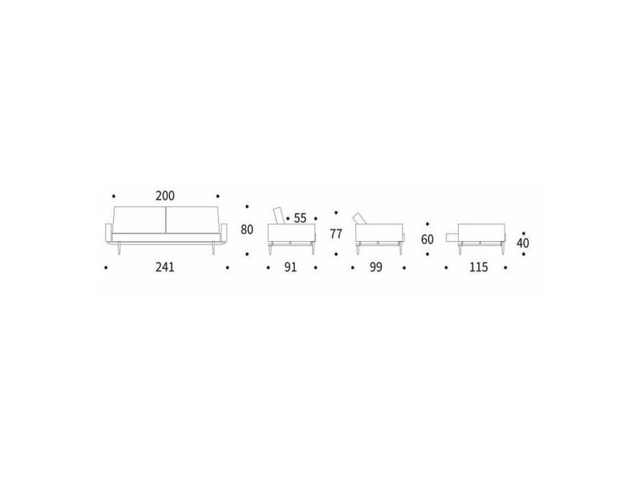 Innovation: Splitback: диван 3 местный  раскладной (серый)