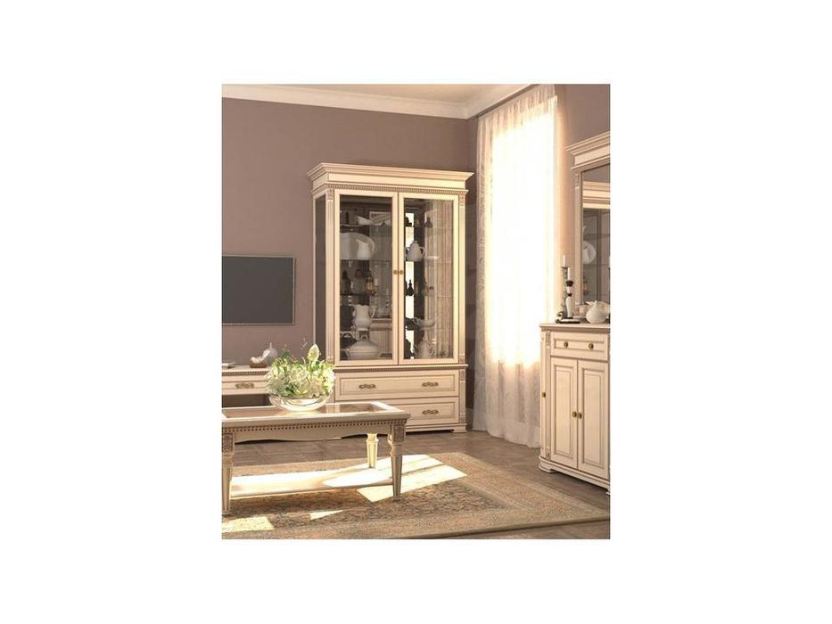 Arco: Decor: витрина 2-х дверная  (беж, коричневая патина)
