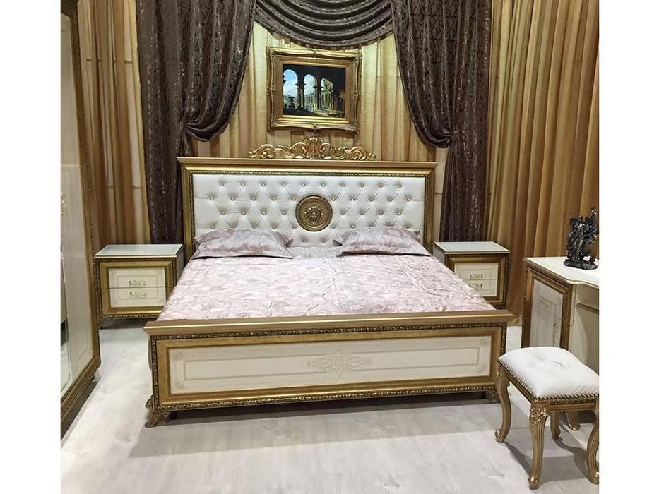 Мэри: Версаль: кровать 180х200 с мягким изголовьем с короной  (слоновая кость)