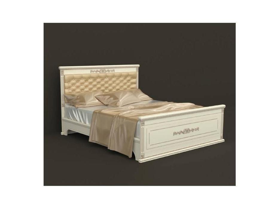 Arco: Decor: кровать 180х200 (беж, коричневая патина, экокожа)