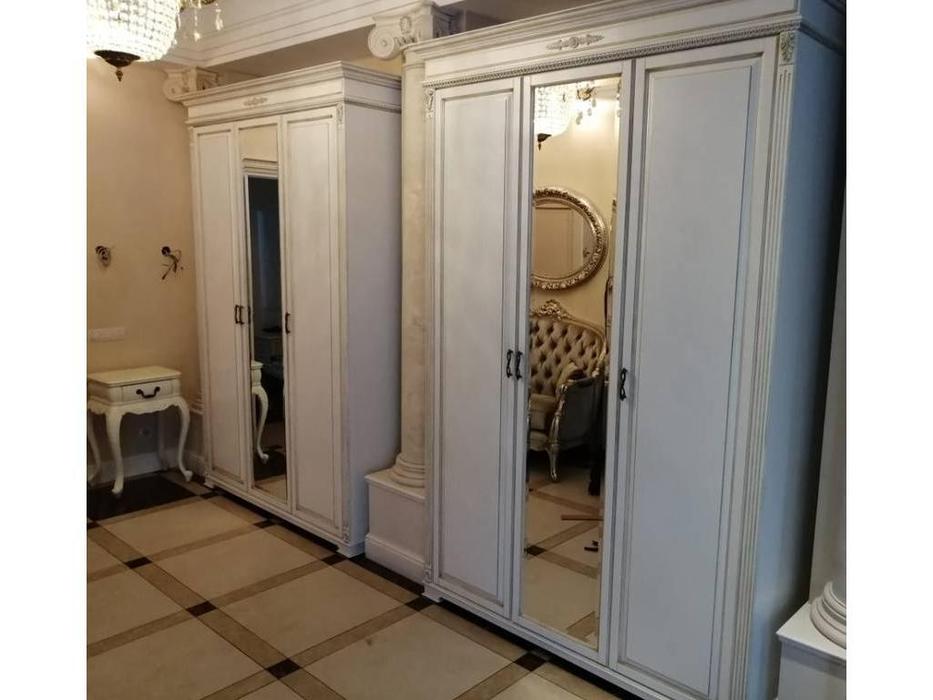 Arco: Decor: шкаф 3 дверный с зеркалом (белый, патина)