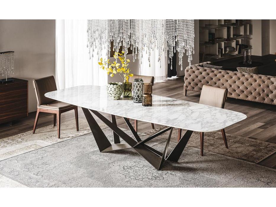 STG: Scorpio Marble B5809: стол обеденный 200 нераскладной (белый, латунь)