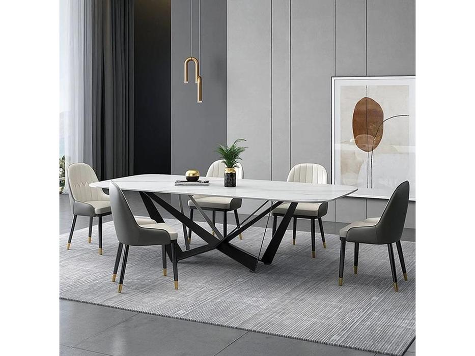 STG: Scorpio Marble B5809: стол обеденный 200 нераскладной (белый, черный)