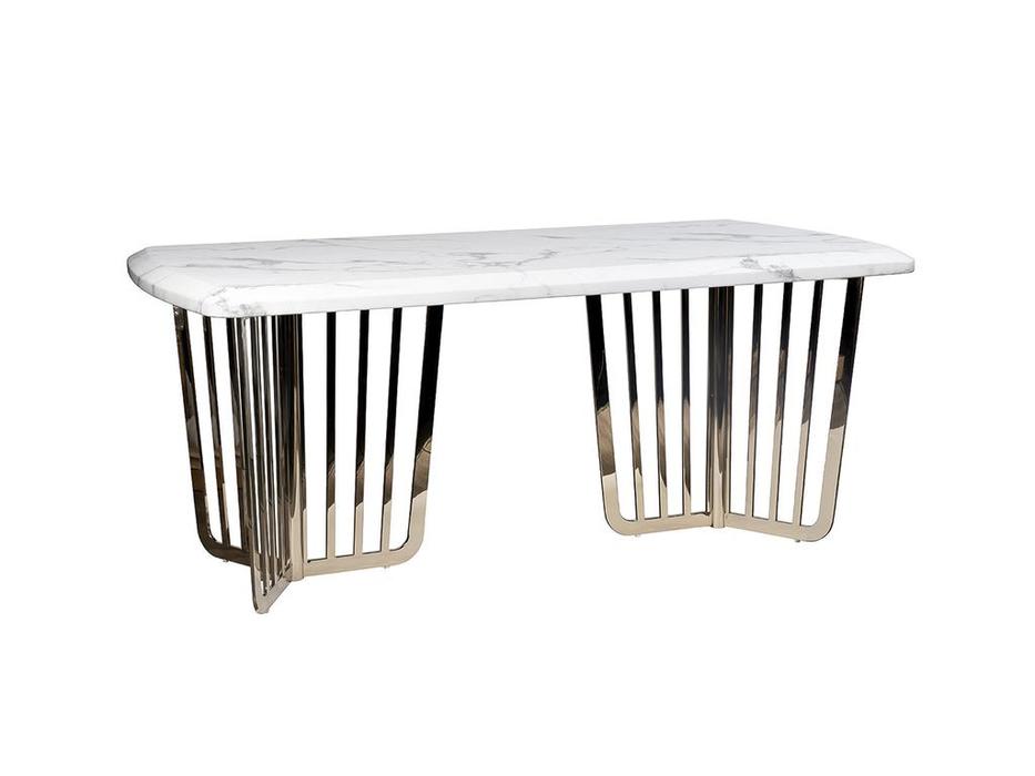 Garda Decor: PEARL WHITE: стол обеденный  (белый с золотом)