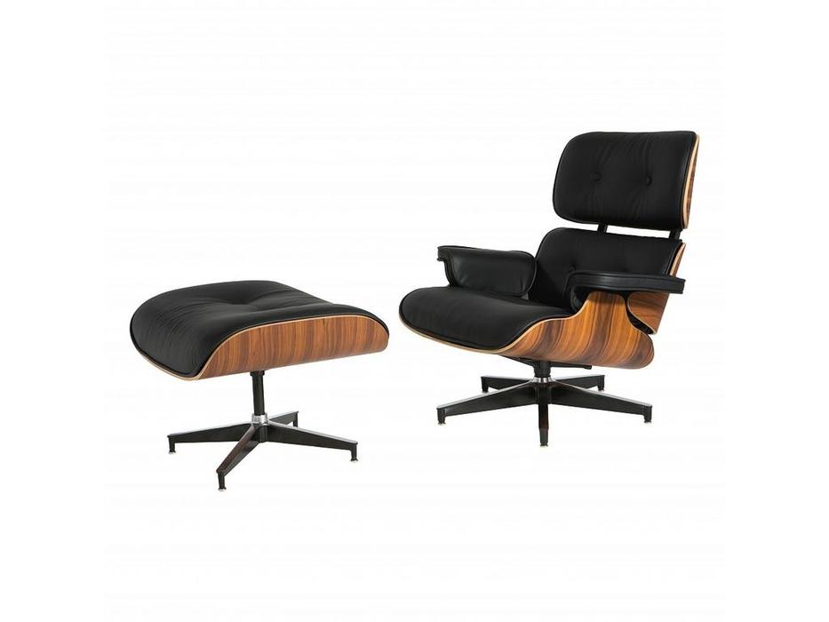 STG: Eames Lounge: кресло с оттоманкой  (чёрный)