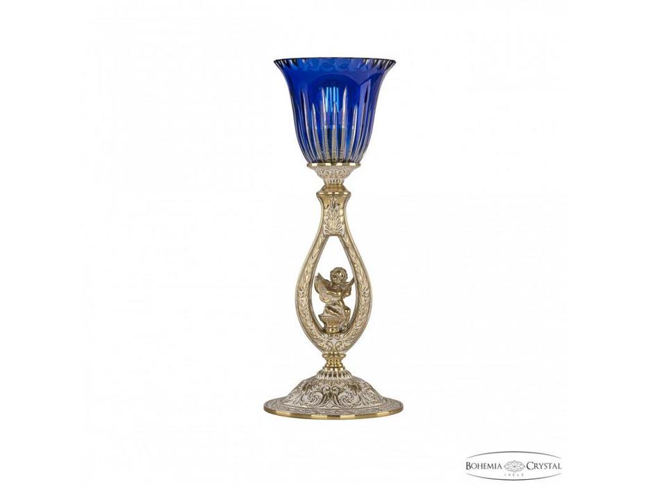 Bohemia Ivele Crystal: 71400L/15 GW P2 Clear-Blue/H-1K FA1S: лампа настольная (синий, золото)